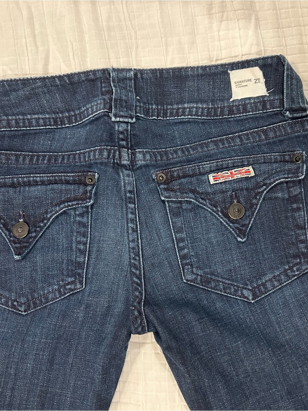 Hudson Signature Bootcut Jeans 27 Dark Wash Flap Pocket Low Rise NW170DHK
